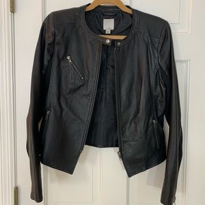 Halogen Black Leather Moto Jacket-Size M